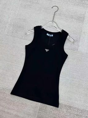 Prada Black Logo Triangle Tank Top